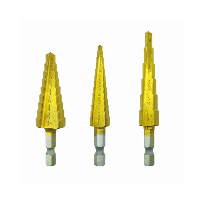 3PC Titanium-Coated Step Drill Bit Set